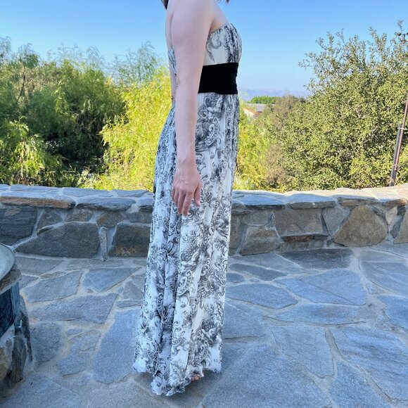 BCBGMaxAzria strapless black and white toile gown (size 6) - Picture 3 of 6